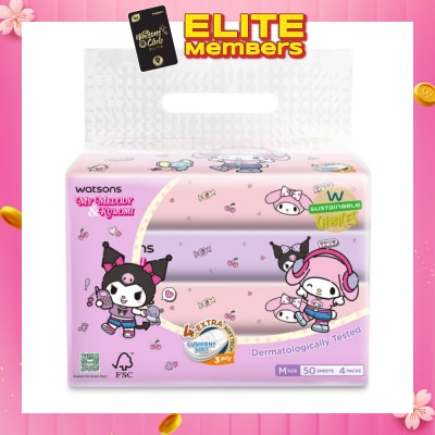 WATSONS [CNY] Sanrio My Melody & Kuromi M Travel Tissue 3 Ply 50s x 4 Packs