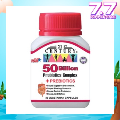 21ST CENTURY 50 Billion Probiotics Complex Vegetarian Capsules (Limits Stomach and Digestion Issues) 30s