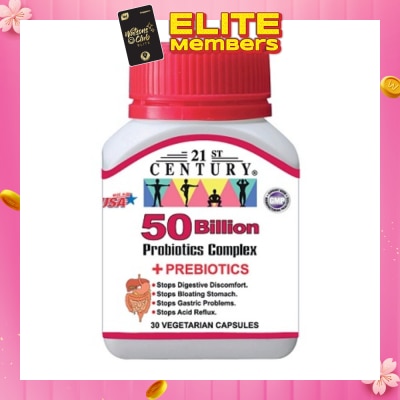 21ST CENTURY [CNY] 50 Billion Probiotics Complex Vegetarian Capsules (Limits Stomach and Digestion Issues) 30s