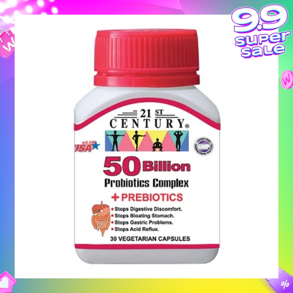 50 Billion Probiotics Complex Vegetarian Capsules (Limits Stomach and Digestion Issues) 30s
