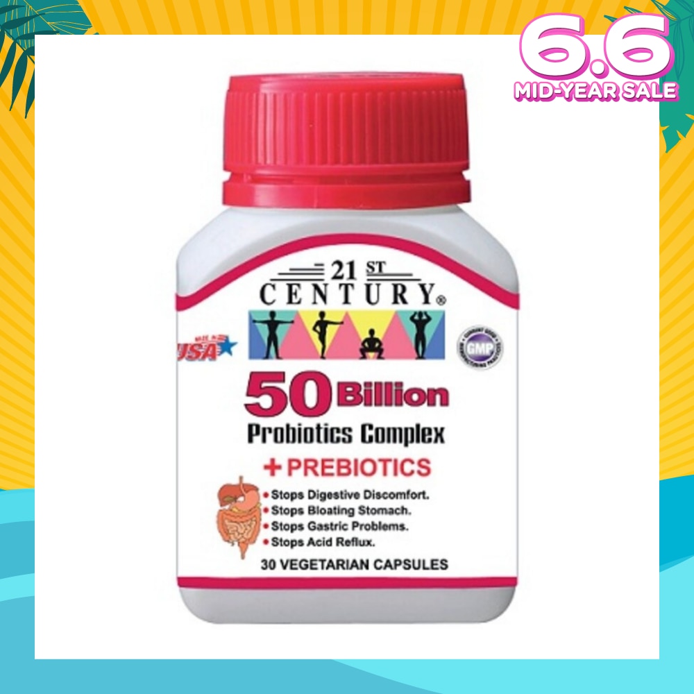 50 Billion Probiotics Complex Vegetarian Capsules (Limits Stomach and Digestion Issues) 30s