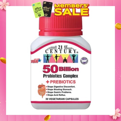 21ST CENTURY [CNY] 50 Billion Probiotics Complex Vegetarian Capsules (Limits Stomach and Digestion Issues) 30s