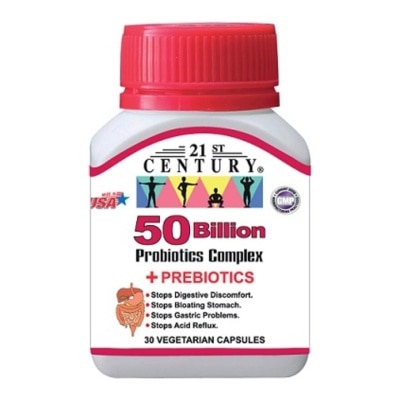 21ST CENTURY 50 Billion Probiotics Complex Vegetarian Capsules (Limits Stomach and Digestion Issues) 30s