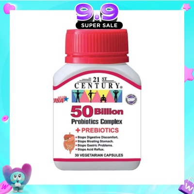 21ST CENTURY - 50 Billion Probiotics Complex Vegetarian Capsules (Limits Stomach and Digestion Issues) 30s image