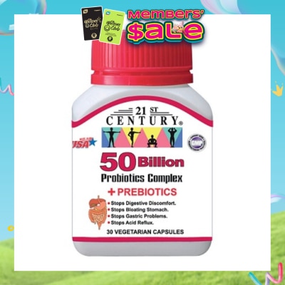 21ST CENTURY - 50 Billion Probiotics Complex Vegetarian Capsules (Limits Stomach and Digestion Issues) 30s
