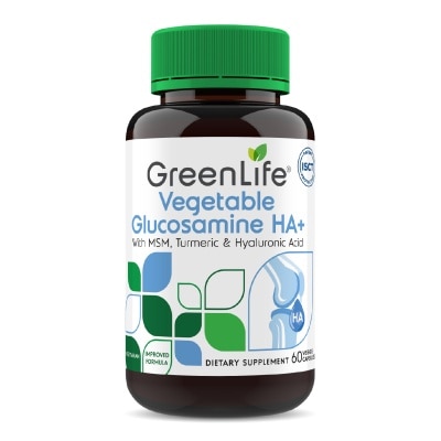 GREENLIFE - Vegetable Glucosamine HA+ with MSM, Turmeric & Hyaluronic Acid Veggie Capsules 60s
