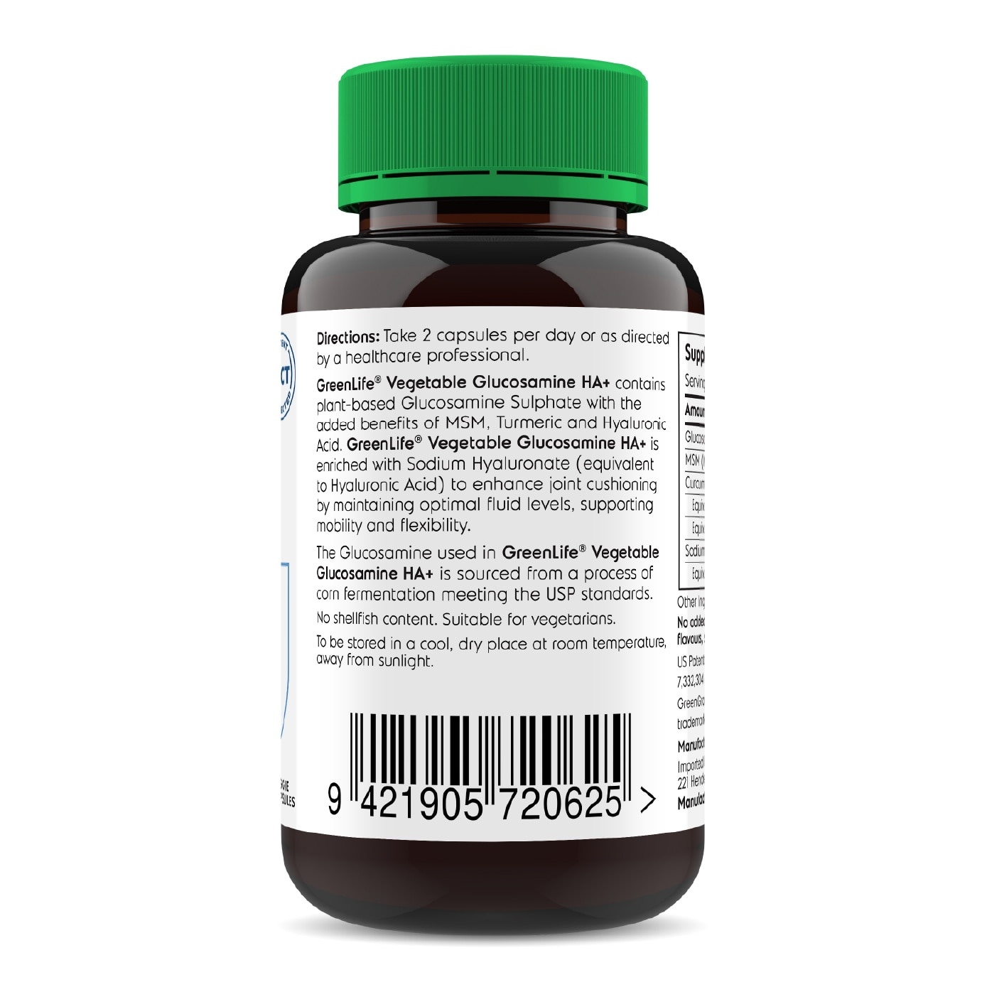 Vegetable Glucosamine HA+ with MSM, Turmeric & Hyaluronic Acid Veggie Capsules 60s
