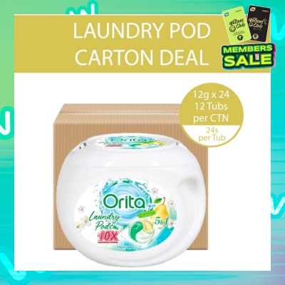 ORITA 5-In-1 Laundry Pods 10x Cleaning Power English Pear 12g x 24s x 12 (Per Carton)