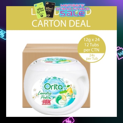 ORITA 5-In-1 Laundry Pods 10x Cleaning Power English Pear 12g x 24s x 12 (Per Carton)