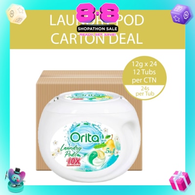 ORITA - 5-In-1 Laundry Pods 10x Cleaning Power English Pear 12g x 24s x 12 (Per Carton)