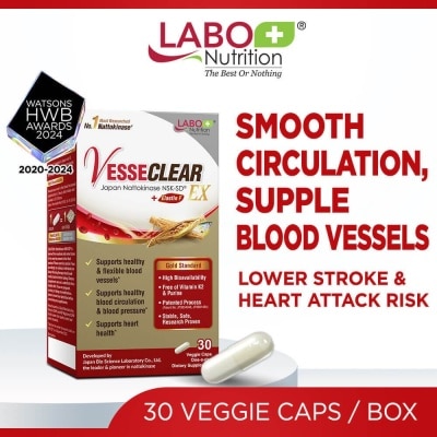 LABO NUTRITION Vesseclear Ex Dietary Supplement Capsule (For Clean & Flexible Blood Vessel, Dissolve Clots For Blood Pressure, Circulation Support, And Cardiovascular Health) 30s