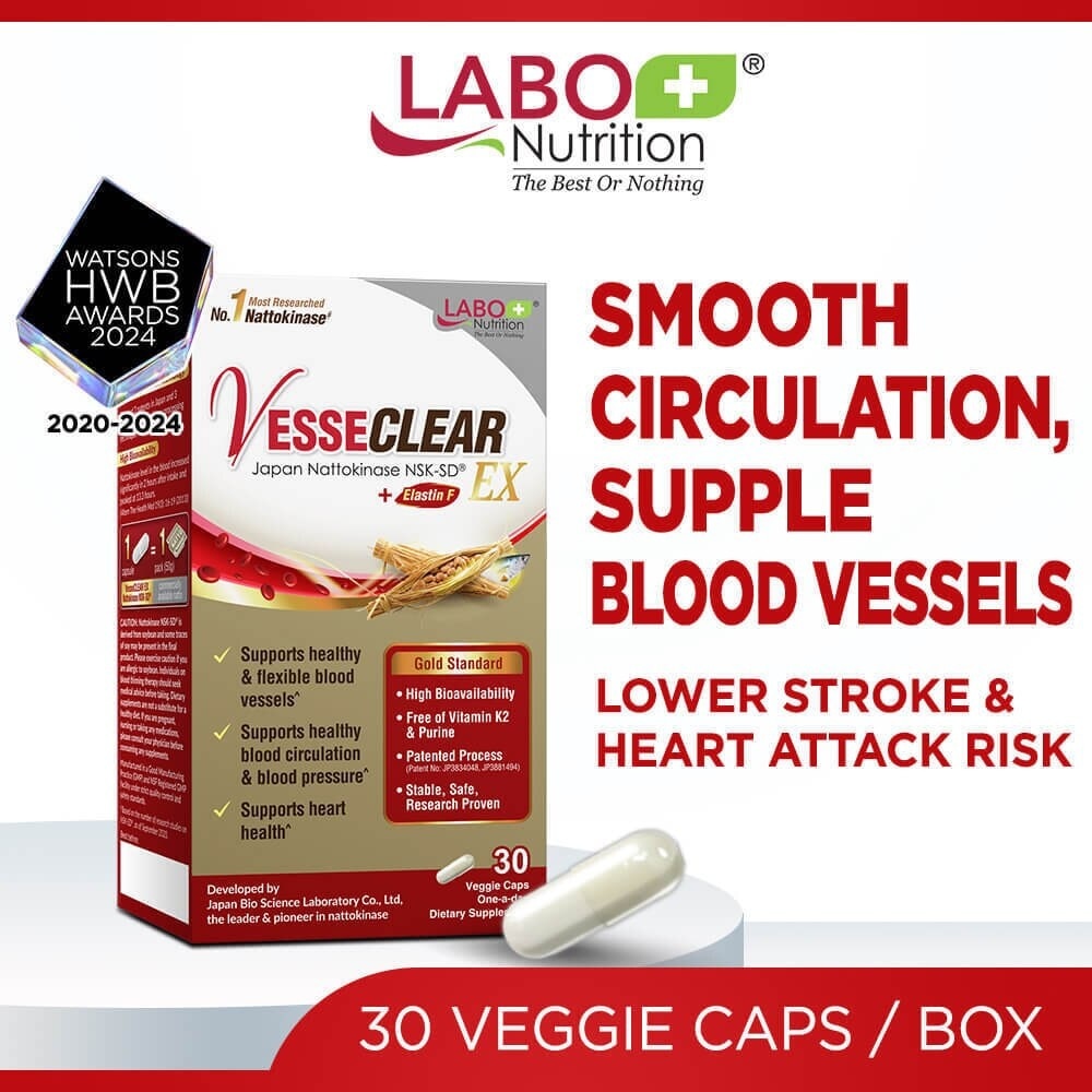 Vesseclear Ex Dietary Supplement Capsule (For Clean & Flexible Blood Vessel, Dissolve Clots For Blood Pressure, Circulation Support, And Cardiovascular Health) 30s