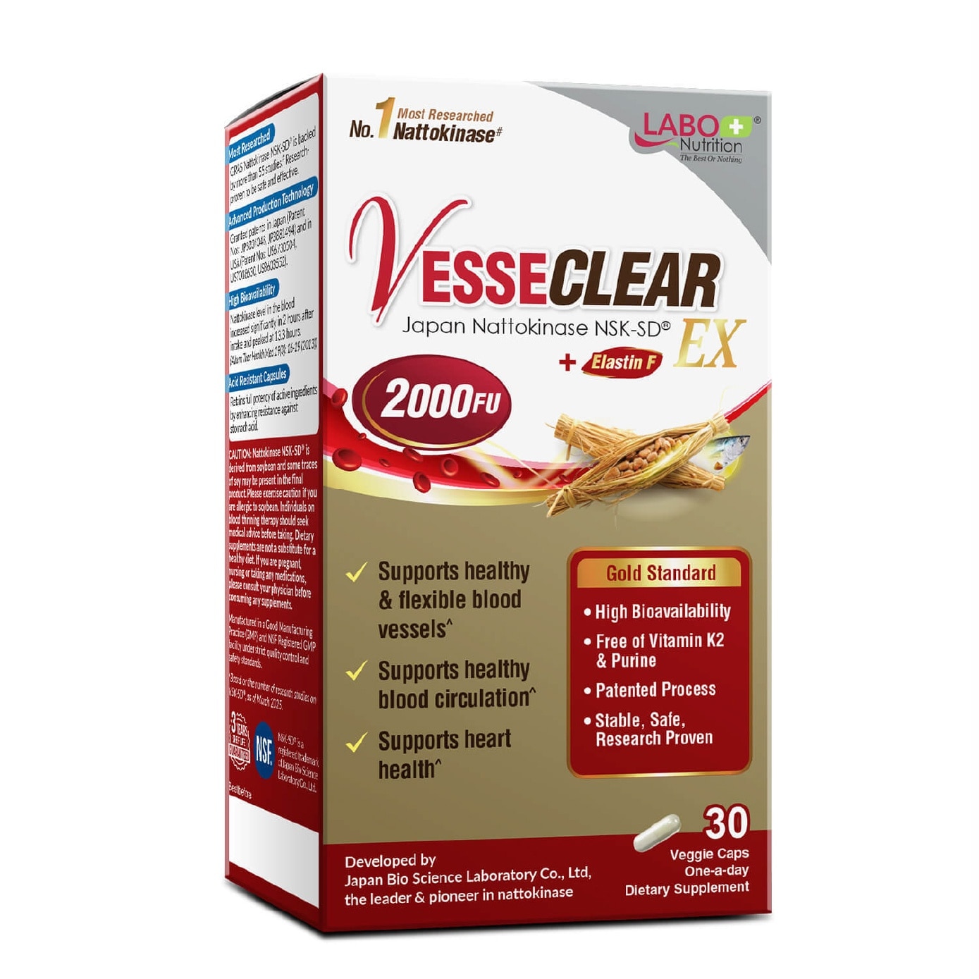 VesseClear EX Dietary Supplement Capsule (To Clean & Flexible Blood Vessel, Healthy Blood Pressure, Circulation & Heart) 30s