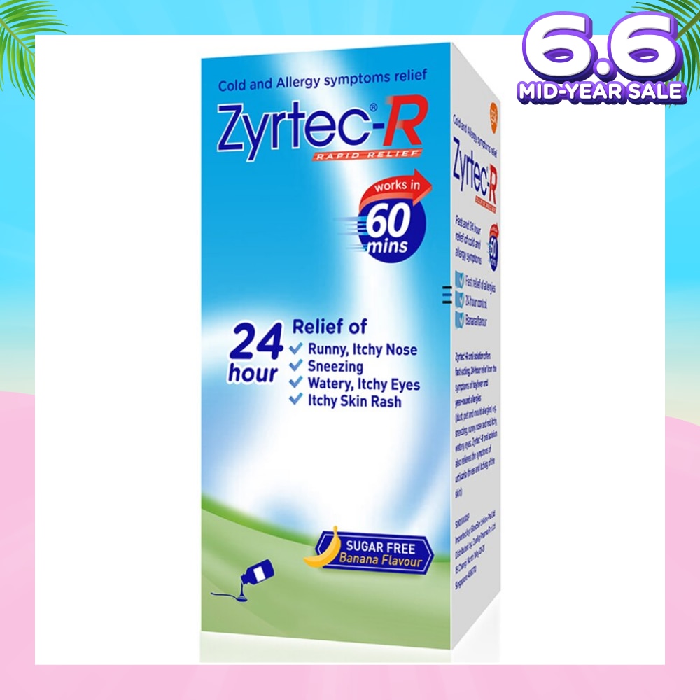 Zyrtec Oral Antihistamine Solution for cold & allergy (For Kids above 2 years old) 75ml