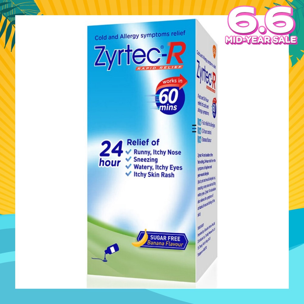 Zyrtec Oral Antihistamine Solution for cold & allergy (For Kids above 2 years old) 75ml