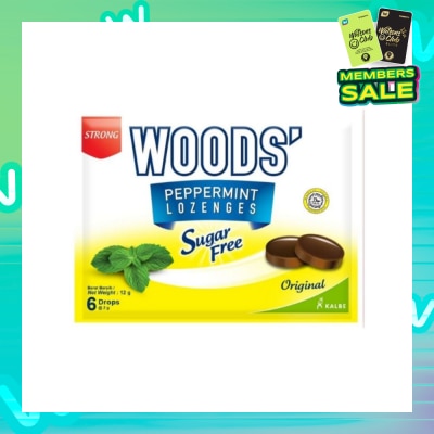 WOODS Peppermint Lozenges Sugar Free Original 6s