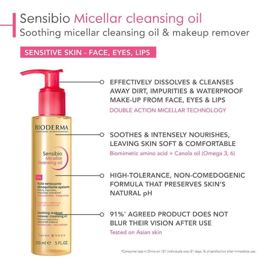 Sensibio Micellar Cleansing Oil & Waterproof Makeup Remover (For Sensitive Skin, Eyes & Lips) 150ml