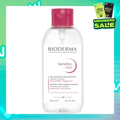 BIODERMA Sensibio H2O Micellar Water Makeup Remover Reversed Pump (For Sensitive Skin, Face & Eyes, To Cleanses & Soothes) 850ml