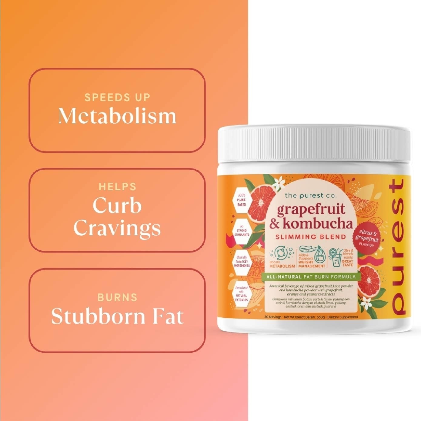 Grapefruit & Kombucha Slimming Blend (For Slimming, Weight Management, Gut Health & Immunity) 360g