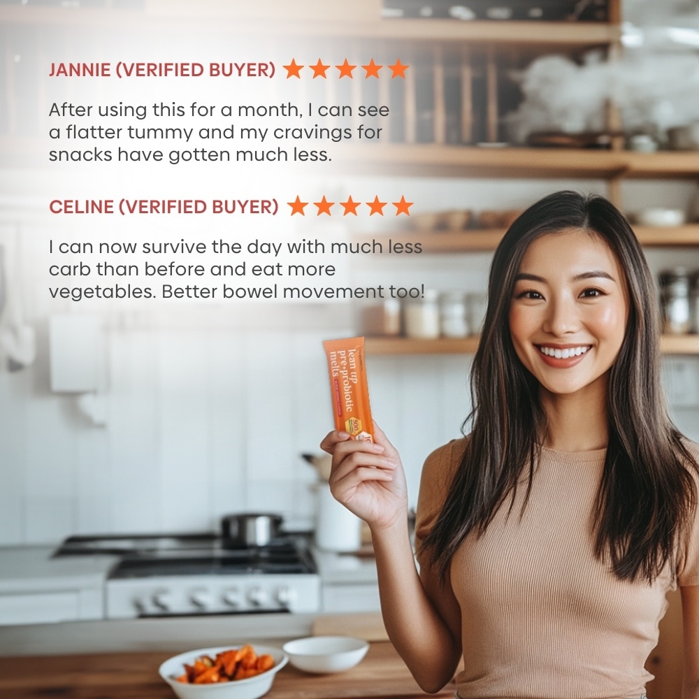 Lean Burn Pre+Probiotic Melts Orange Dietary Supplement Sachet (For Cravings Regulation, Weight Management & Gut Health) 30s