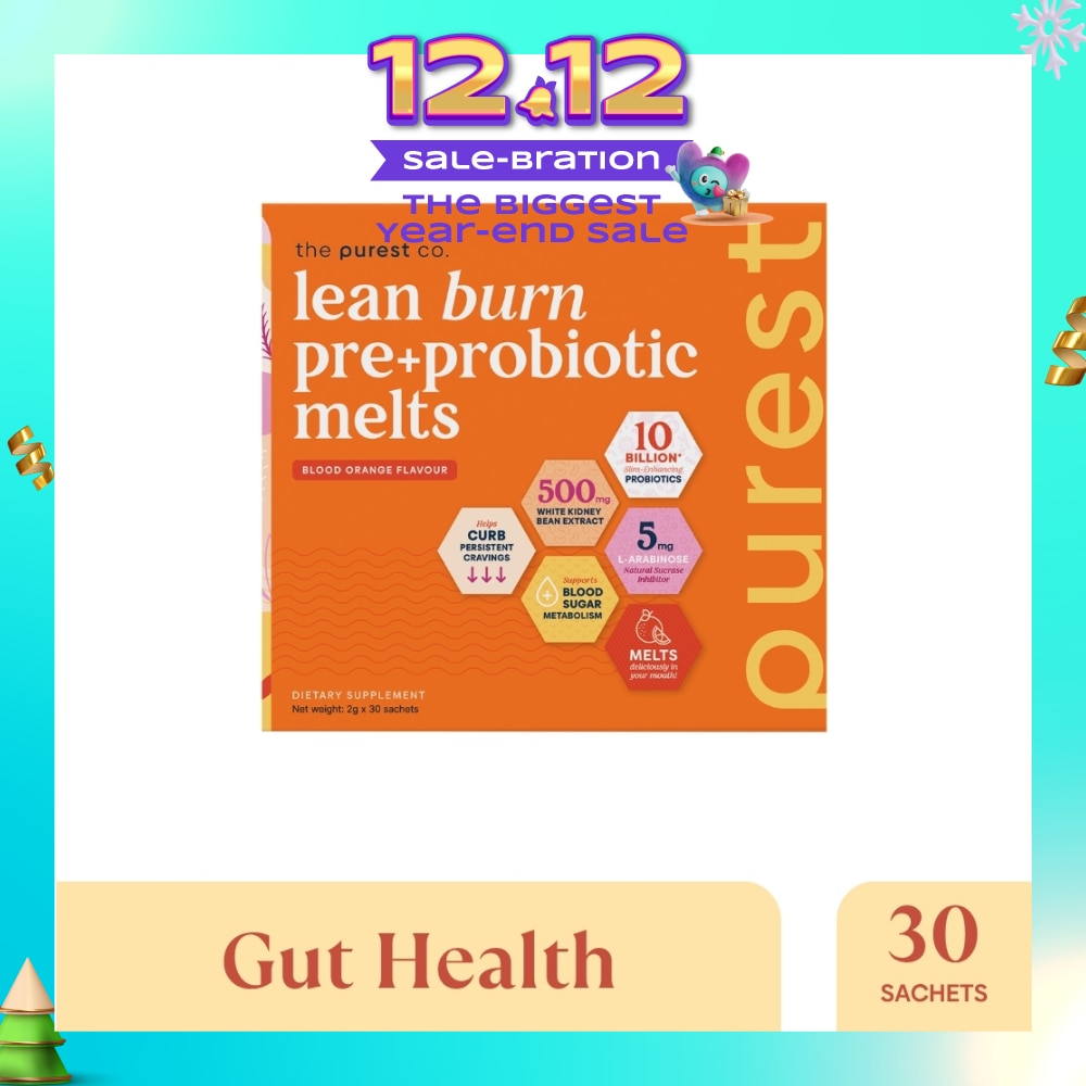 Lean Burn Pre+Probiotic Melts Orange Dietary Supplement Sachet (For Cravings Regulation, Weight Management & Gut Health) 30s