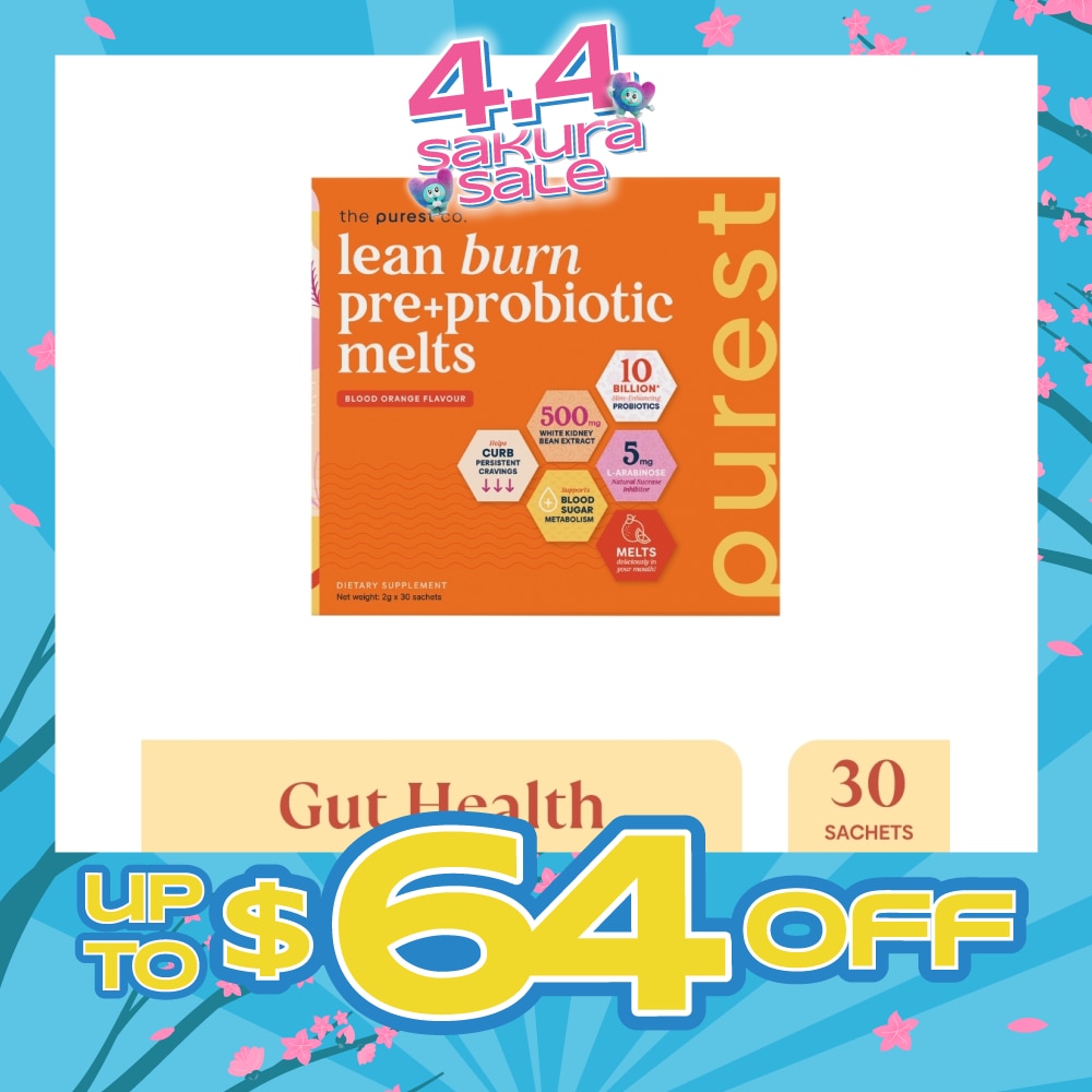 Lean Burn Pre+Probiotic Melts Orange Dietary Supplement Sachet (For Cravings Regulation, Weight Management & Gut Health) 30s