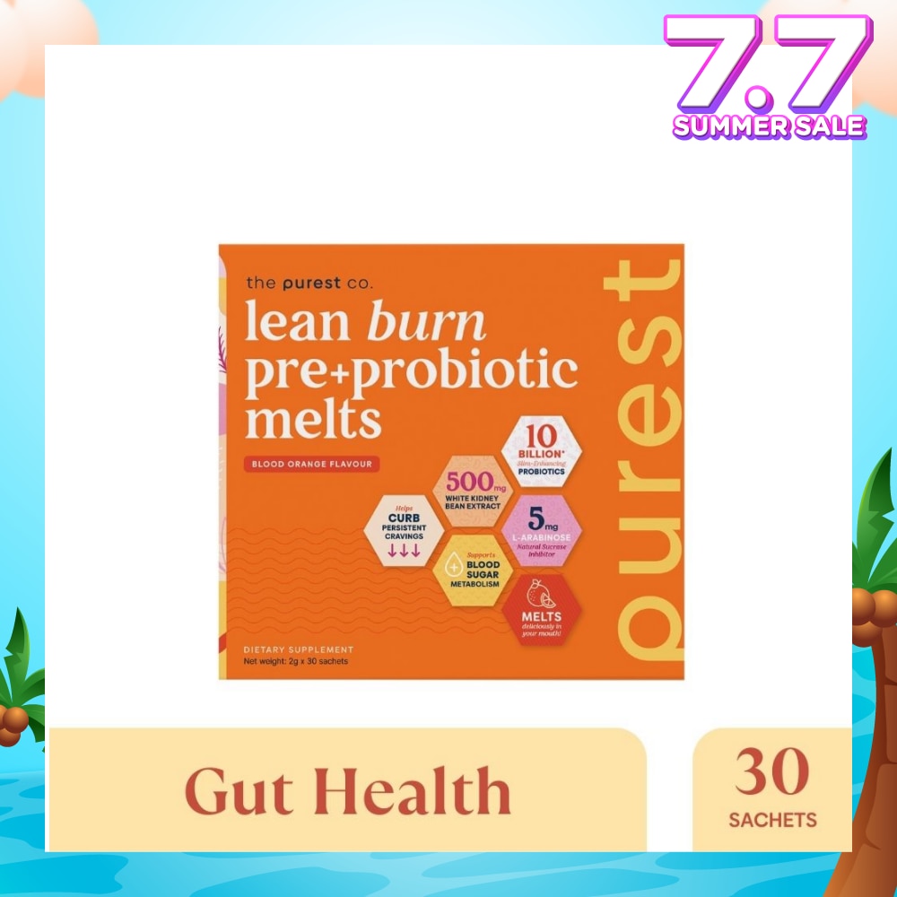 Lean Burn Pre+Probiotic Melts Orange Dietary Supplement Sachet (For Cravings Regulation, Weight Management & Gut Health) 30s