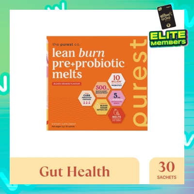 THE PUREST CO Lean Burn Pre+Probiotic Melts Orange Dietary Supplement Sachet (For Cravings Regulation, Weight Management & Gut Health) 30s