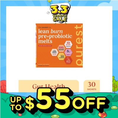 THE PUREST CO [CNY] Lean Burn Pre+Probiotic Melts Orange Dietary Supplement Sachet (For Cravings Regulation, Weight Management & Gut Health) 30s