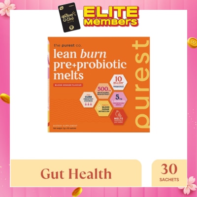 THE PUREST CO [CNY] Lean Burn Pre+Probiotic Melts Orange Dietary Supplement Sachet (For Cravings Regulation, Weight Management & Gut Health) 30s