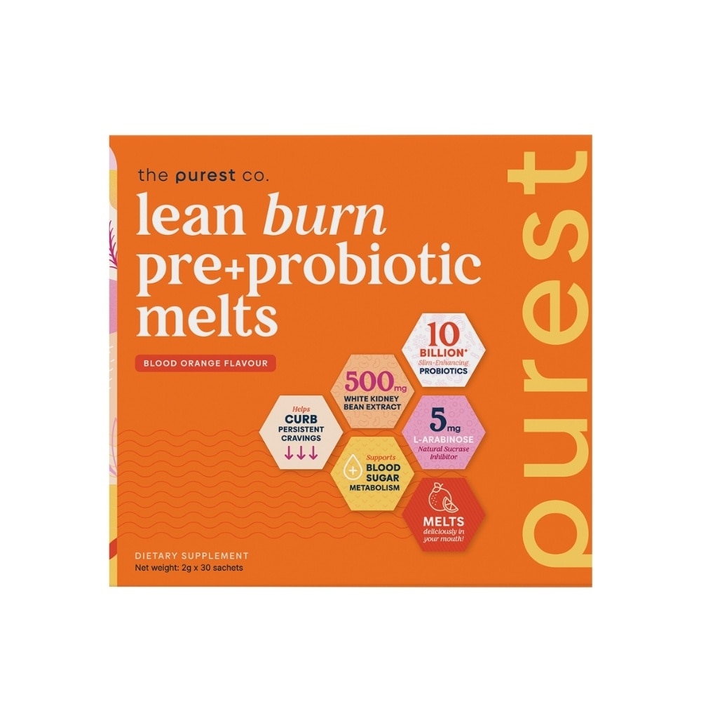 Lean Burn Pre+Probiotic Melts Orange Dietary Supplement Sachet (For Cravings Regulation, Weight Management & Gut Health) 30s