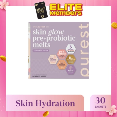 THE PUREST CO Skin Glow Pre+Probiotic Melts Dietary Supplement Koyo Grape Sachet (For Skin Hydration, Elasticity & Anti-Aging Benefits) 30s (Expiry: Sep`2026)