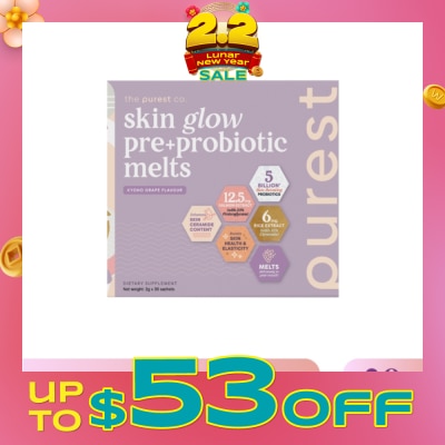 THE PUREST CO Skin Glow Pre+Probiotic Melts Dietary Supplement Koyo Grape Sachet (For Skin Hydration, Elasticity & Anti-Aging Benefits) 30s (Expiry: Sep`2026)