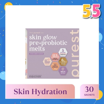 THE PUREST CO Skin Glow Pre+Probiotic Melts Dietary Supplement Koyo Grape Sachet (For Skin Hydration, Elasticity & Anti-Aging Benefits) 30s