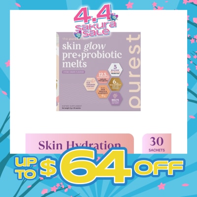 THE PUREST CO - Skin Glow Pre+Probiotic Melts Dietary Supplement Koyo Grape Sachet (For Skin Hydration, Elasticity & Anti-Aging Benefits) 30s (Expiry: Sep`2026)