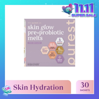 THE PUREST CO Skin Glow Pre+Probiotic Melts Dietary Supplement Koyo Grape Sachet (For Skin Hydration, Elasticity & Anti-Aging Benefits) 30s (Expiry: Jul`2026)