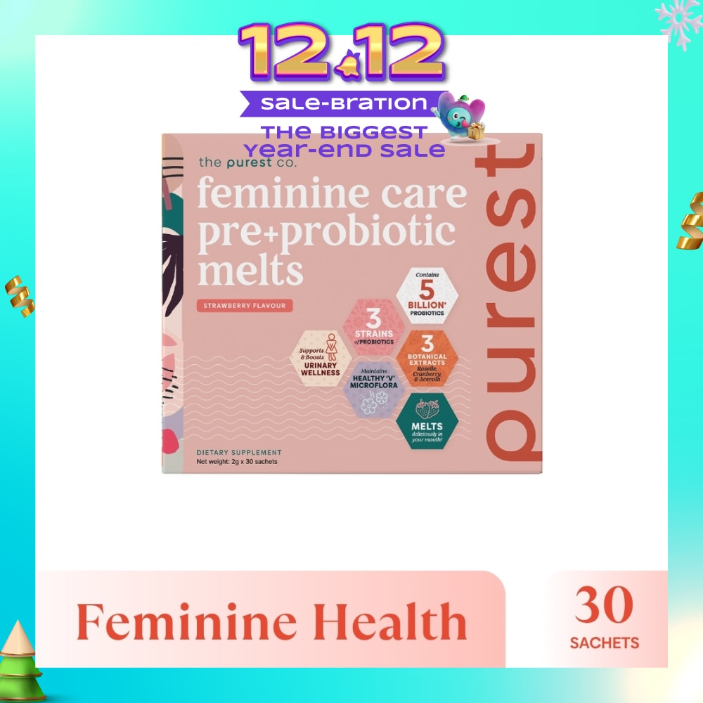 Feminine Care Pre+Probiotic Melts Strawberry Dietary Supplement Sachet (For Feminine Health Balance & Urinary Tract Health Support) 30s