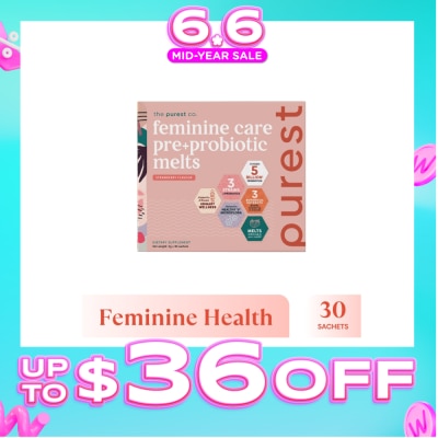THE PUREST CO - Feminine Care Pre+Probiotic Melts Strawberry Dietary Supplement Sachet (For Feminine Health Balance & Urinary Tract Health Support) 30s