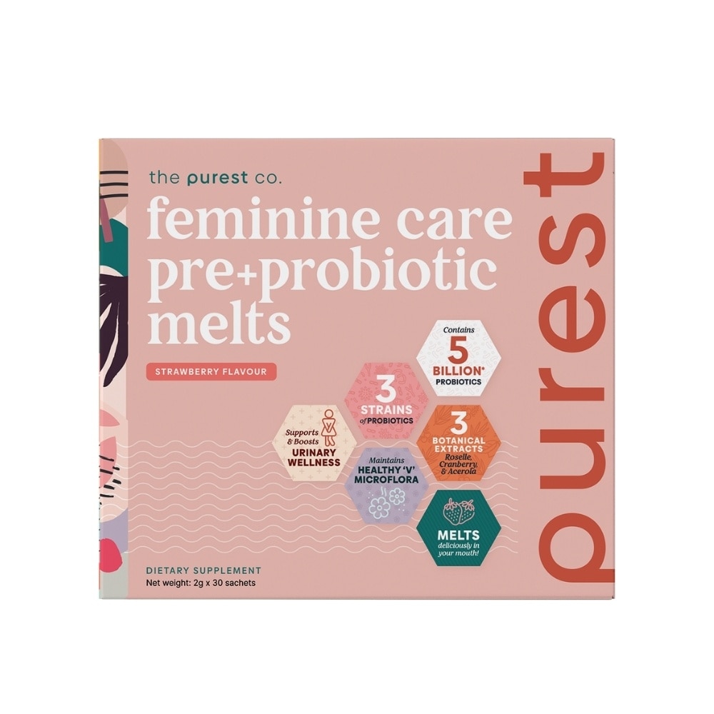 Feminine Care Pre+Probiotic Melts Strawberry Dietary Supplement Sachet (For Feminine Health Balance & Urinary Tract Health Support) 30s