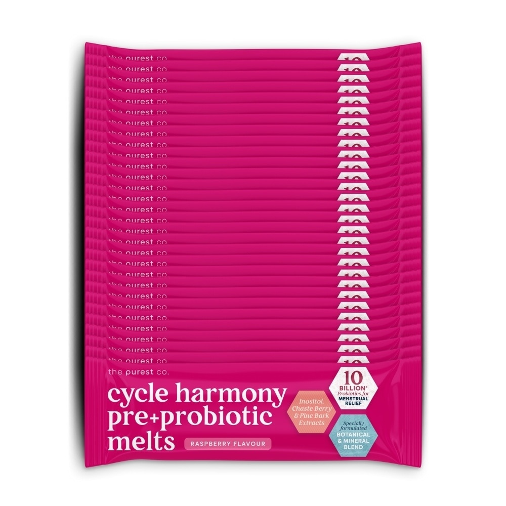 Cycle Harmony Pre+Probiotic Melts Rasberry Dietary Supplement Sachet (For Menstrual Health Balance & PMS Symptoms) 30s