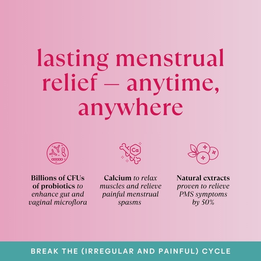 Cycle Harmony Pre+Probiotic Melts Rasberry Dietary Supplement Sachet (For Menstrual Health Balance & PMS Symptoms) 30s