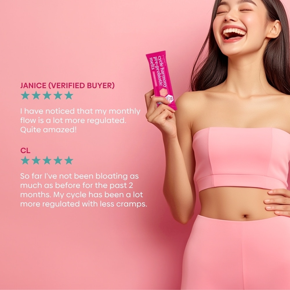 Cycle Harmony Pre+Probiotic Melts Rasberry Dietary Supplement Sachet (For Menstrual Health Balance & PMS Symptoms) 30s
