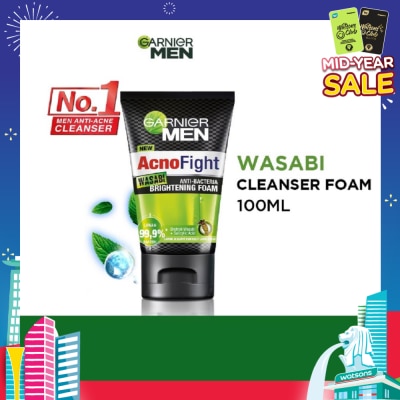 GARNIER MEN Acno Fight Wasabi Brightening Foam  (Anti-Bacteria) 100ml