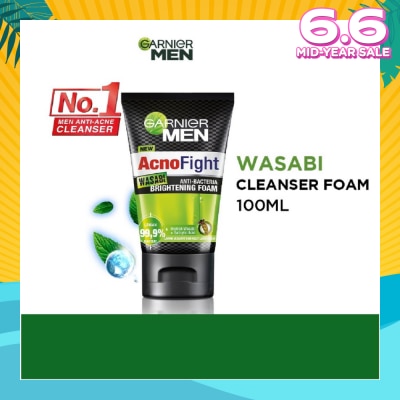 GARNIER MEN Acno Fight Wasabi Brightening Foam  (Anti-Bacteria) 100ml