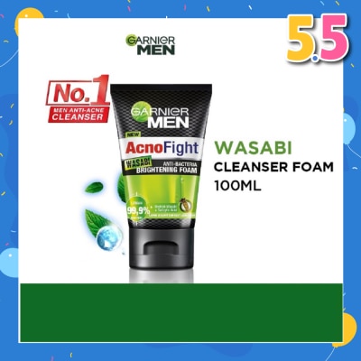 GARNIER MEN Acno Fight Wasabi Brightening Foam  (Anti-Bacteria) 100ml