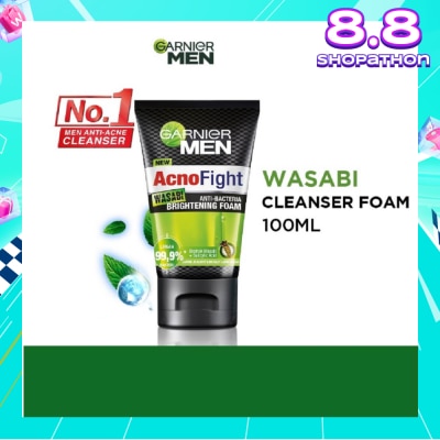 GARNIER MEN Acno Fight Wasabi Brightening Foam  (Anti-Bacteria) 100ml