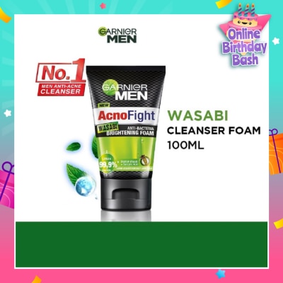 GARNIER MEN Acno Fight Wasabi Brightening Foam  (Anti-Bacteria) 100ml