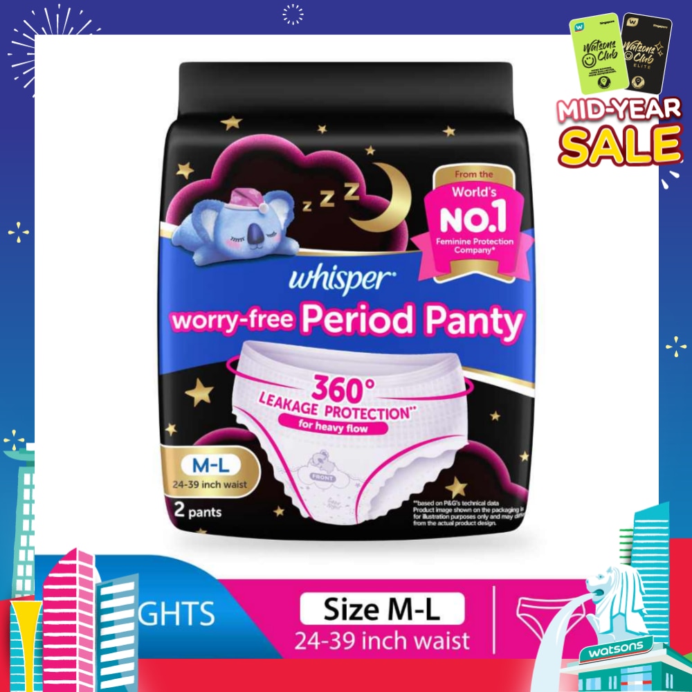 Koala Night Worry-Free Period Panty M-L (24-39inch Waist, For Heavy Flow) 2s