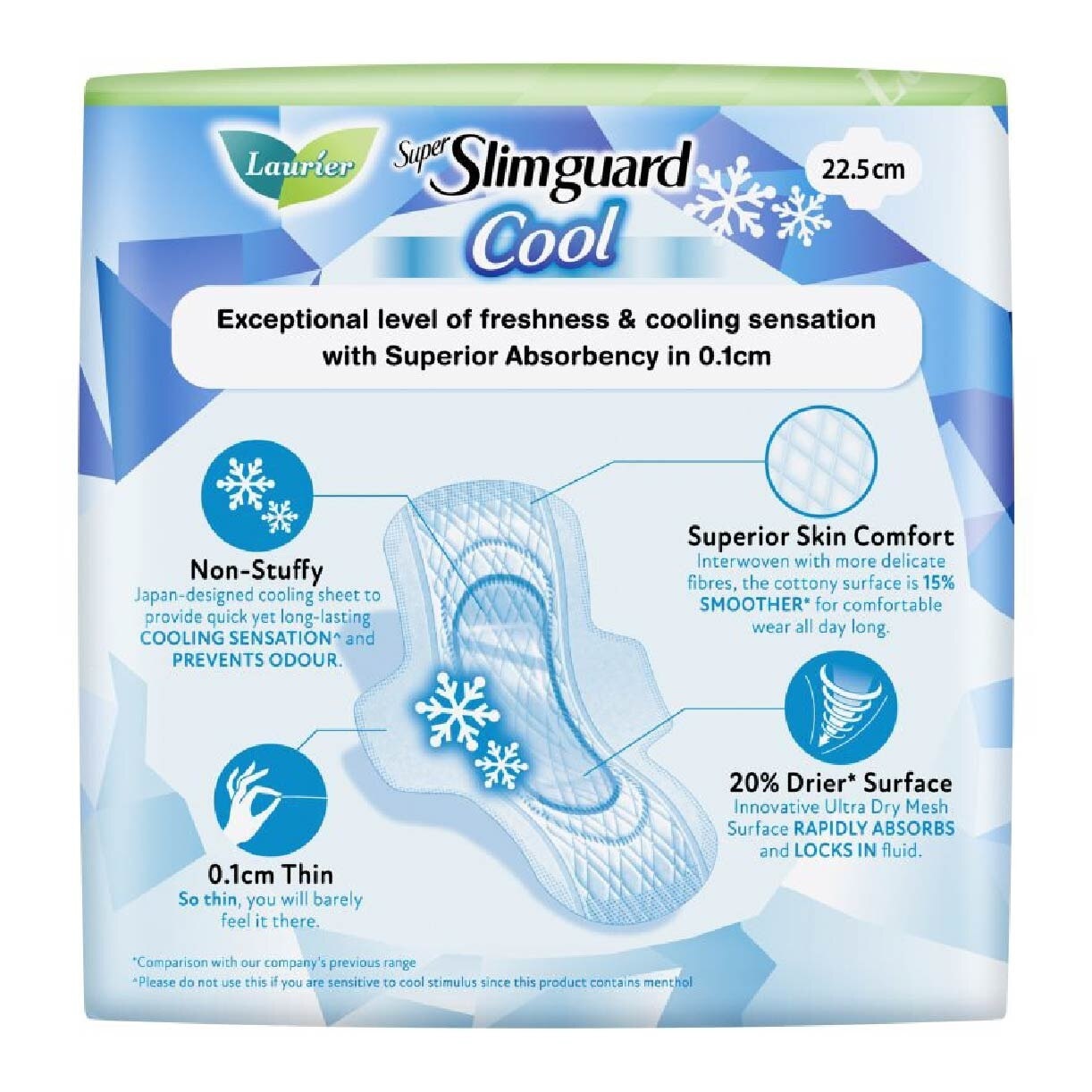 Super Slimguard Cool Day Wing Sanitary Pad 22.5cm 16s