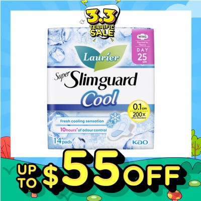 LAURIER Super Slimguard Cool Day Wing Sanitary Pad 25cm 14s